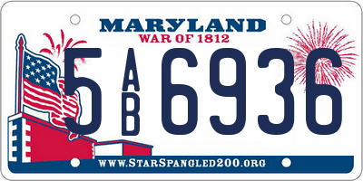 MD license plate 5AB6936