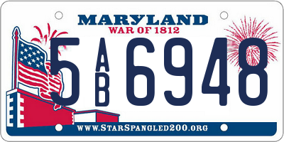 MD license plate 5AB6948