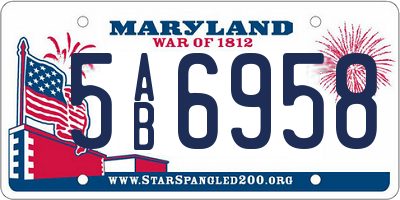 MD license plate 5AB6958