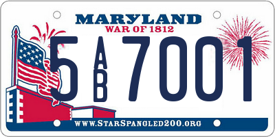 MD license plate 5AB7001