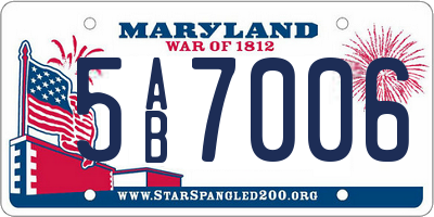 MD license plate 5AB7006