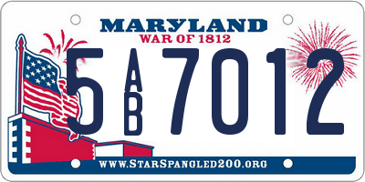 MD license plate 5AB7012