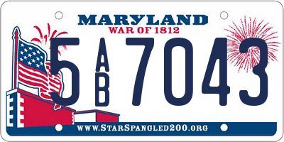 MD license plate 5AB7043
