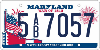 MD license plate 5AB7057