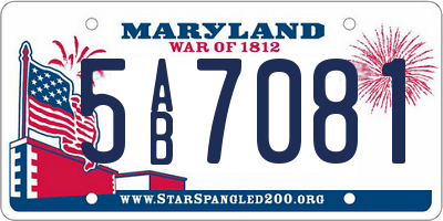 MD license plate 5AB7081