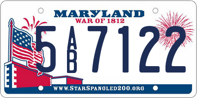 MD license plate 5AB7122