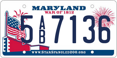 MD license plate 5AB7136