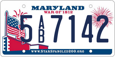 MD license plate 5AB7142