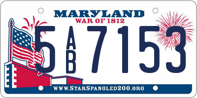 MD license plate 5AB7153
