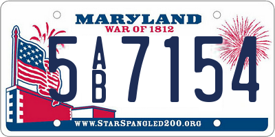 MD license plate 5AB7154