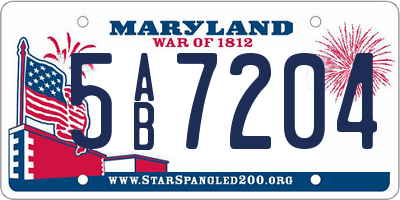 MD license plate 5AB7204