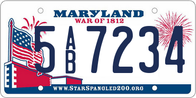 MD license plate 5AB7234