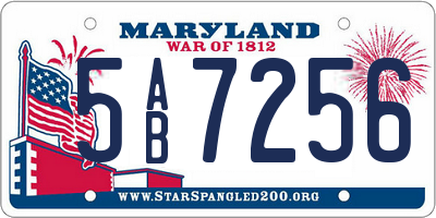MD license plate 5AB7256