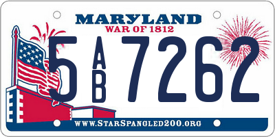 MD license plate 5AB7262