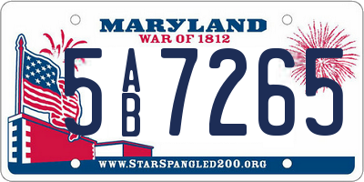 MD license plate 5AB7265
