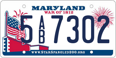 MD license plate 5AB7302