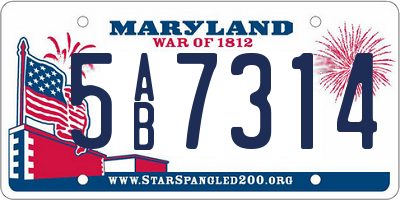 MD license plate 5AB7314