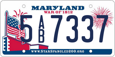MD license plate 5AB7337