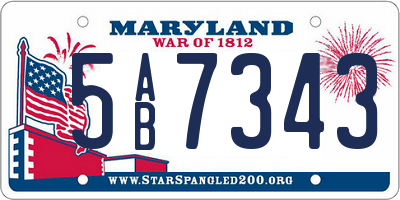 MD license plate 5AB7343
