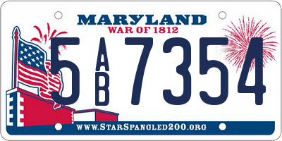 MD license plate 5AB7354
