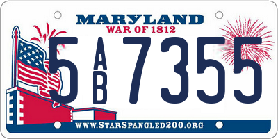 MD license plate 5AB7355