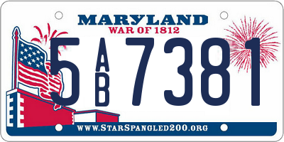 MD license plate 5AB7381