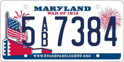 MD license plate 5AB7384