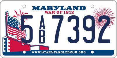 MD license plate 5AB7392