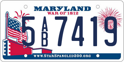 MD license plate 5AB7419
