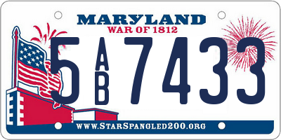 MD license plate 5AB7433