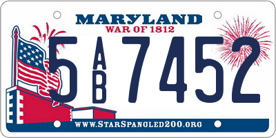 MD license plate 5AB7452
