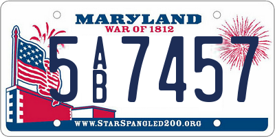 MD license plate 5AB7457