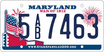 MD license plate 5AB7463