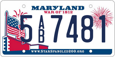 MD license plate 5AB7481