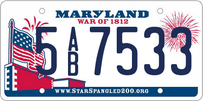 MD license plate 5AB7533
