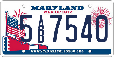 MD license plate 5AB7540