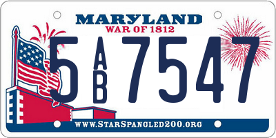MD license plate 5AB7547