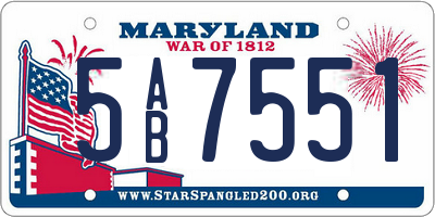 MD license plate 5AB7551