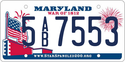 MD license plate 5AB7553