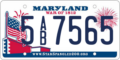 MD license plate 5AB7565