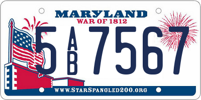 MD license plate 5AB7567