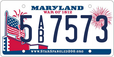 MD license plate 5AB7573