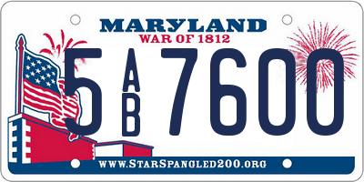 MD license plate 5AB7600