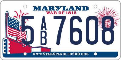 MD license plate 5AB7608