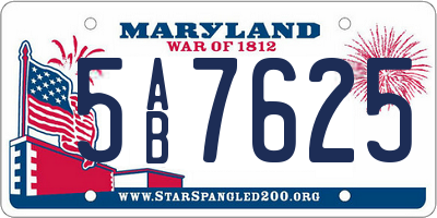 MD license plate 5AB7625