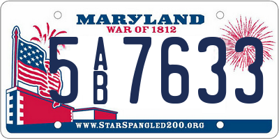 MD license plate 5AB7633