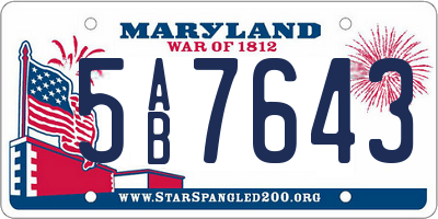 MD license plate 5AB7643