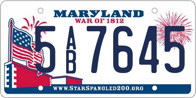 MD license plate 5AB7645