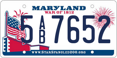 MD license plate 5AB7652