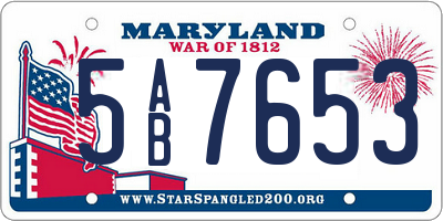 MD license plate 5AB7653